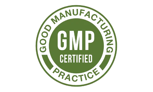 GMP Certified logo indicating the product meets Good Manufacturing Practices for high quality and safety.