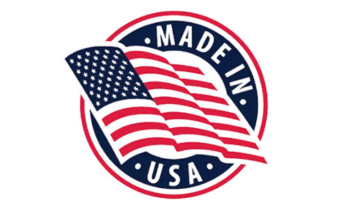 Made in USA logo showcasing the American flag with bold text indicating the product is crafted in the USA.