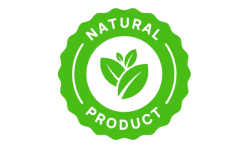 Natural Product logo showing the use of all-natural ingredients, focusing on purity and health benefits.